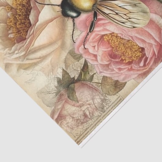 ヴィンテージビーとピンクローズのデクページ 薄葉紙 (詳細)