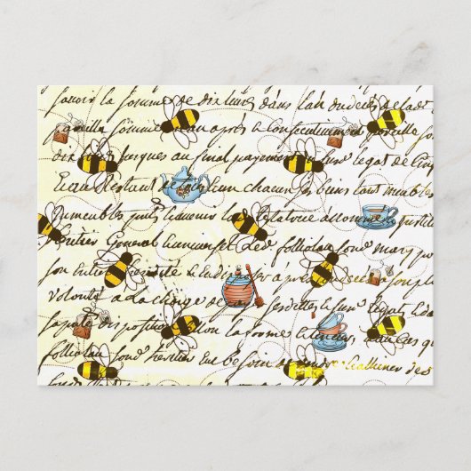 ヴィンテージビーと紅茶の切り離し ポストカード (正面)