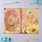 ヴィンテージビーアンドフラワーリースエフェメラ 薄葉紙 (クラフト)