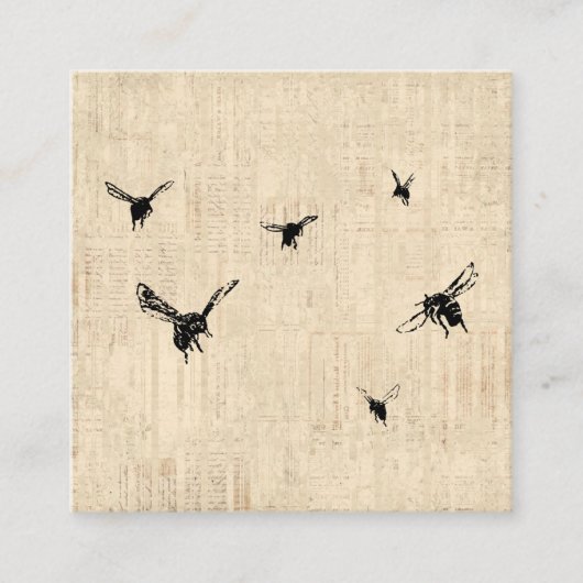 ヴィンテージビーアート図解入りの、写真付きのスクリプトスタイルデザイン エンクロージャーカード (正面)