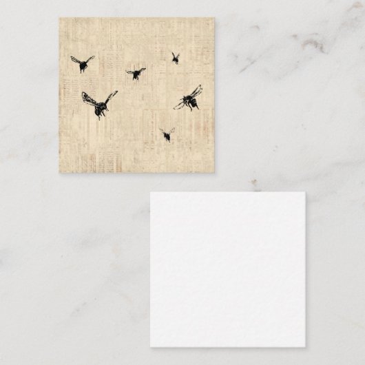 ヴィンテージビーアート図解入りの、写真付きのスクリプトスタイルデザイン エンクロージャーカード (正面/裏面)