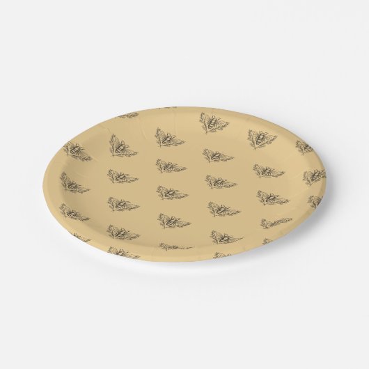 ヴィンテージビーイエローシャワー紙プレート ペーパープレート (アングル)