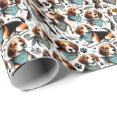 ヴィンテージビーグルパピーシームレス ラッピングペーパー (ロールコーナー)