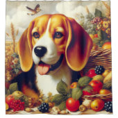 ヴィンテージビーグルパピー絵画ズ シャワーカーテン (正面)