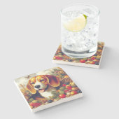 ヴィンテージビーグルパピー絵画ズ ストーンコースター (横)