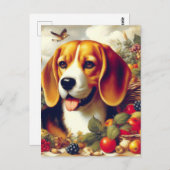 ヴィンテージビーグルパピー絵画ズ ポストカード (正面/裏面)