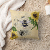 ヴィンテージビーサンフラワークリーム自然装飾用クッション クッション (ブランケット)