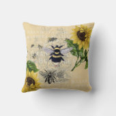 ヴィンテージビーサンフラワークリーム自然装飾用クッション クッション (裏面)