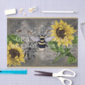 ヴィンテージビーサンフラワーグレーシャルボードティッシュペーパー 薄葉紙 (クラフト)