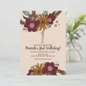 ヴィンテージビーサンフラワーフローラファースト誕生日 招待状 (スタンド正面)