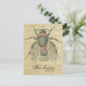 ヴィンテージビーシート音楽ノートBee Happy カスタマイズ ポストカード (スタンド正面)