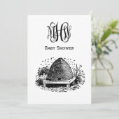 ヴィンテージビーズアンドビーハイブ#1Vineモノグラムフォント 招待状 (スタンド正面)