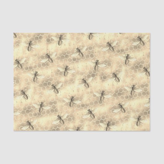 ヴィンテージビーズパターンのテクスチャ付きゴールデンハニカム 薄葉紙 (正面)