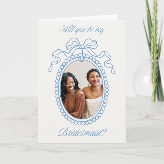 ヴィンテージビーズ付きフレームボウのブライドメイド提案 招待状 (正面)