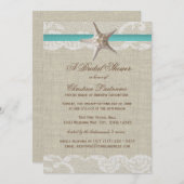 ヴィンテージビーチとヒトデブライダルシャワー 招待状 (正面/裏面)