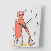 ヴィンテージビーチの女の子の海のエレガント夏 スクエア壁時計 (傾斜)