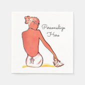 ヴィンテージビーチの女の子の海のエレガント夏 スタンダードカクテルナプキン (正面)