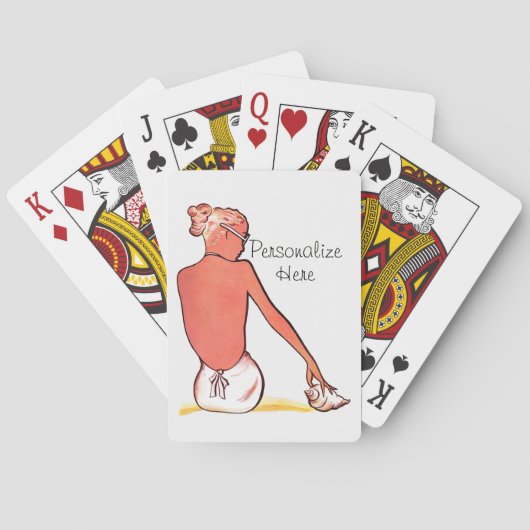 ヴィンテージビーチの女の子の海のエレガント夏 トランプ (裏面)