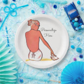 ヴィンテージビーチの女の子の海のエレガント夏 ペーパープレート (パーティー)