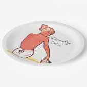 ヴィンテージビーチの女の子の海のエレガント夏 ペーパープレート (アングル)