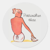 ヴィンテージビーチの女の子の海のエレガント夏 ラウンドシール (正面)