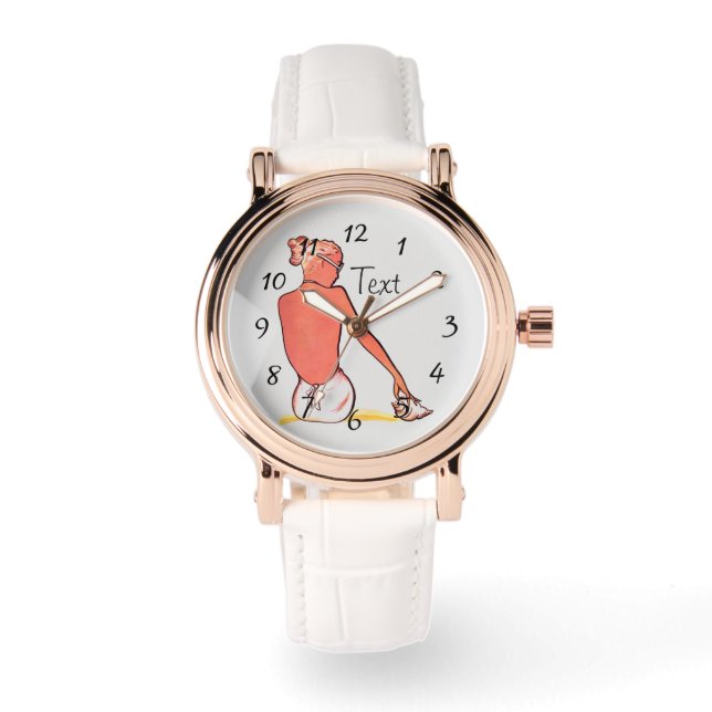 ヴィンテージビーチの女の子の海のエレガント夏 腕時計 (正面)