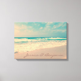 ヴィンテージビーチの新郎名 キャンバスプリント