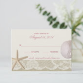 ヴィンテージビーチアイボリーおよびピンク応答 出欠カード (スタンド正面)