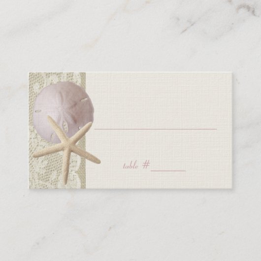 ヴィンテージビーチアイボリーシーティングカード プレイスカード (正面)