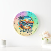 ヴィンテージビーチアロハ昇華–94953 ラージ壁時計 (ホーム)