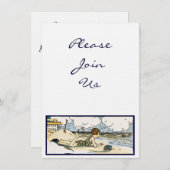 ヴィンテージビーチアートカスタム招待状 招待状 (正面/裏面)