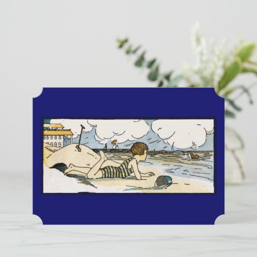 ヴィンテージビーチアートシースケープカスタム招待状 招待状 (スタンド正面)