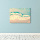 ヴィンテージビーチウェーブインパステルカラー キャンバスプリント (インサイチュ (ウッドフロア))