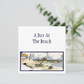 ヴィンテージビーチエッチング編集可能招待状 招待状 (スタンド正面)