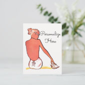 ヴィンテージビーチガールシーシェルサマーエレガントレトロ 案内ポストカード (スタンド正面)