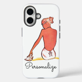 ヴィンテージビーチガールシーシェルサマーエレガントレトロ iPhone 16ケース