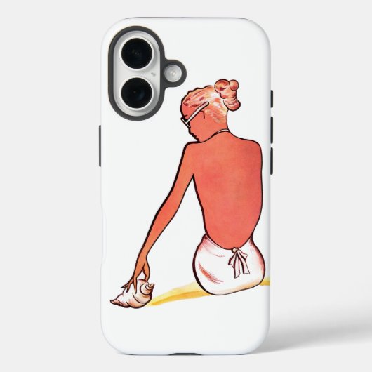 ヴィンテージビーチガールシーシェルサマーエレガントレトロ Case-Mate iPhoneケース (裏面)