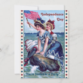 ヴィンテージビーチガールズ4th of 7月パーティの招待状 招待状