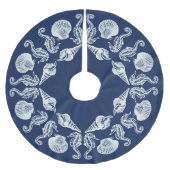 ヴィンテージビーチコテージシーシェルズホワイトブルーブラシ ブラッシュドポリエステルツリースカート (正面)