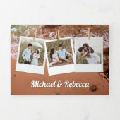 ヴィンテージビーチサンセットストリングラ結婚イト 三つ折り招待状 (カバー)