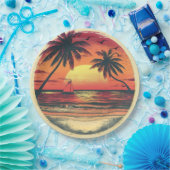 ヴィンテージビーチサンセットトロピカルハワイアンパーティー ペーパープレート (パーティー)