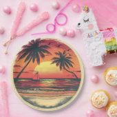 ヴィンテージビーチサンセットトロピカルハワイアンパーティー ペーパープレート (パーティー)