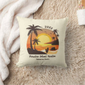 ヴィンテージビーチサンセットバケーションサーフオレンジブラウン クッション (ブランケット)