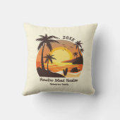 ヴィンテージビーチサンセットバケーションサーフオレンジブラウン クッション (裏面)