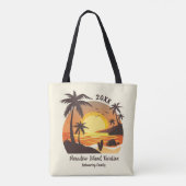 ヴィンテージビーチサンセットバケーションサーフオレンジブラウン トートバッグ (裏面)