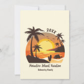 ヴィンテージビーチサンセットバケーションサーフオレンジブラウン 招待状 (正面)
