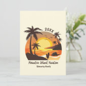 ヴィンテージビーチサンセットバケーションサーフオレンジブラウン 招待状 (スタンド正面)