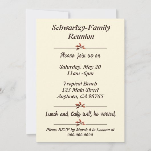 ヴィンテージビーチサンセットバケーションサーフオレンジブラウン 招待状 (裏面)