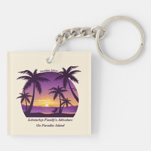 ヴィンテージビーチサンセットバケーションラウンガーピープルプル キーホルダー (裏面)