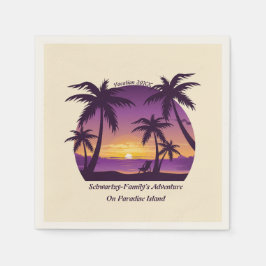 ヴィンテージビーチサンセットバケーションラウンガーピープルプル スタンダードカクテルナプキン